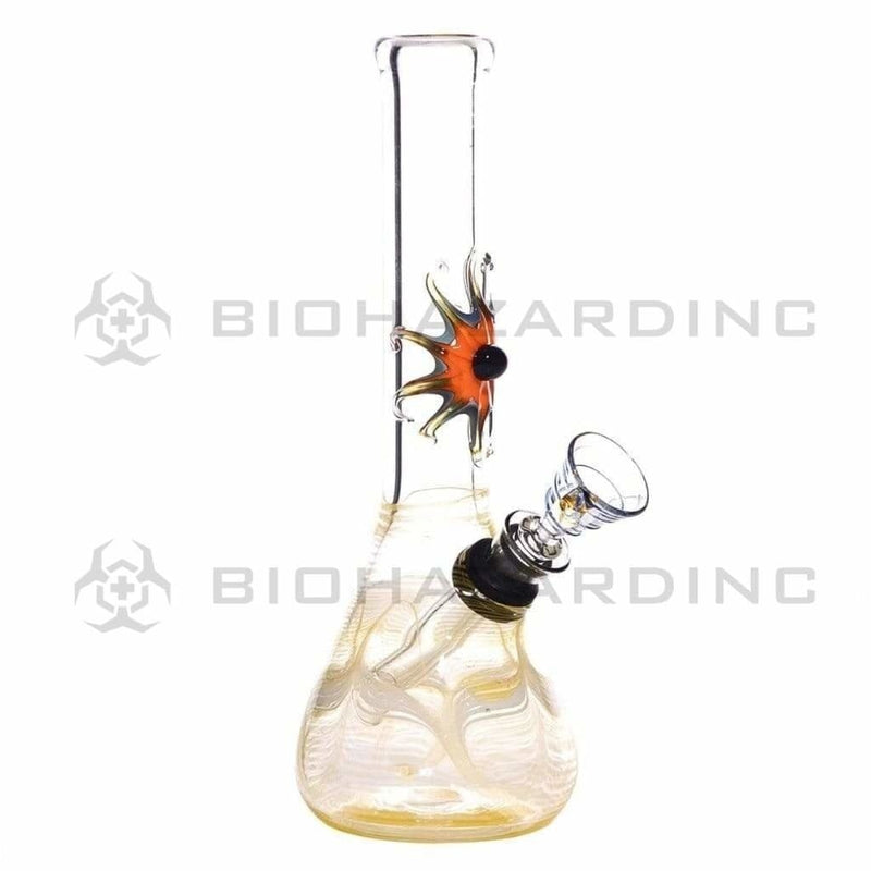 Biohazard Inc Glass Bong 7" Beaker Design Water Pipe w/ Slide - Yellow Rake + Assorted