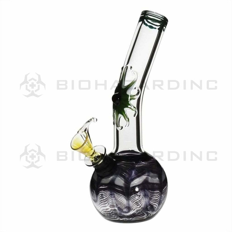 Biohazard Inc Glass Bong 7" Bent Neck Design Water Pipe w/ Slide - Black Rake