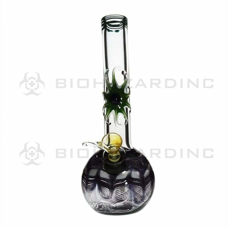 Biohazard Inc Glass Bong 7" Bent Neck Design Water Pipe w/ Slide - Black Rake