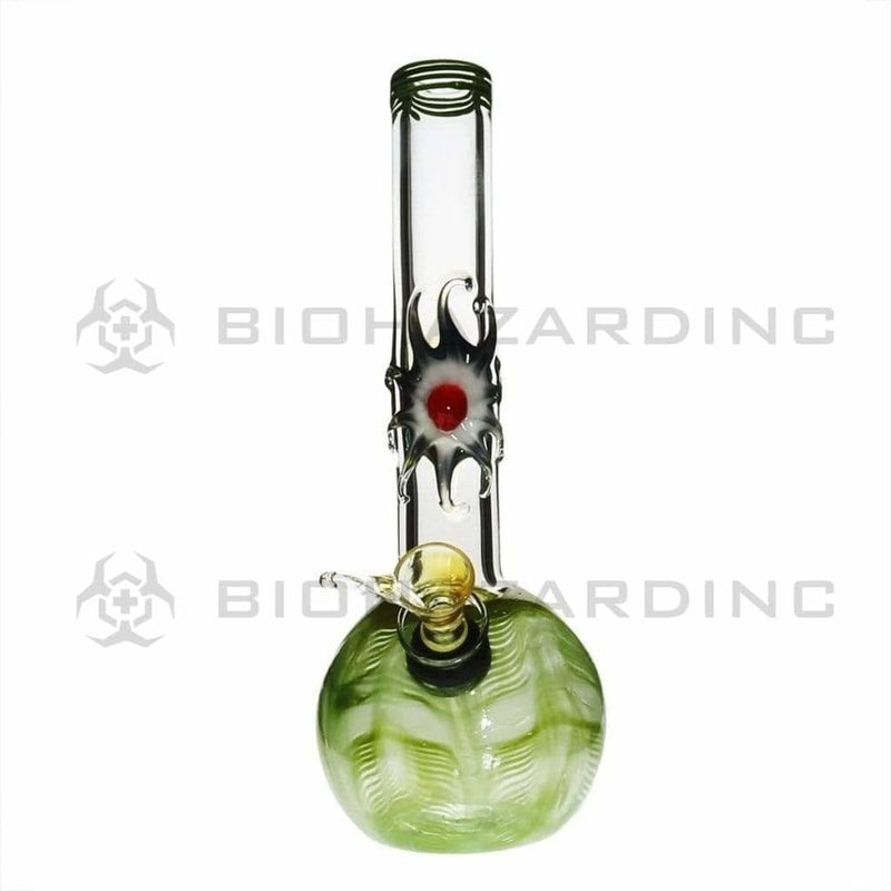 Biohazard Inc Glass Bong 7" Bent Neck Design Water Pipe w/ Slide - Green Rake