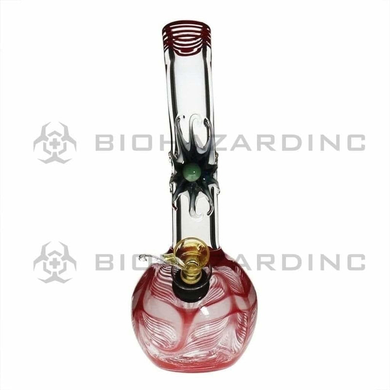 Biohazard Inc Glass Bong 7" Bent Neck Design Water Pipe w/ Slide - Red Rake