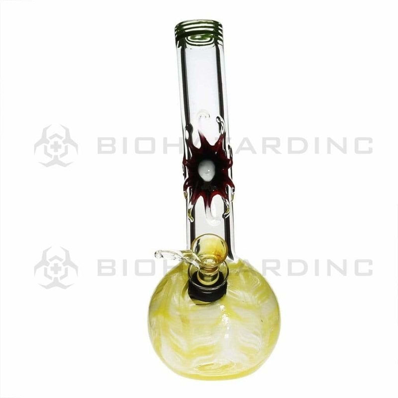 Biohazard Inc Glass Bong 7" Bent Neck Design Water Pipe w/ Slide - Yellow Rake