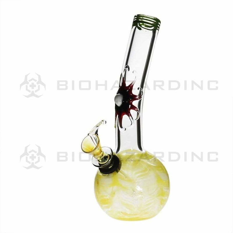 Biohazard Inc Glass Bong 7" Bent Neck Design Water Pipe w/ Slide - Yellow Rake