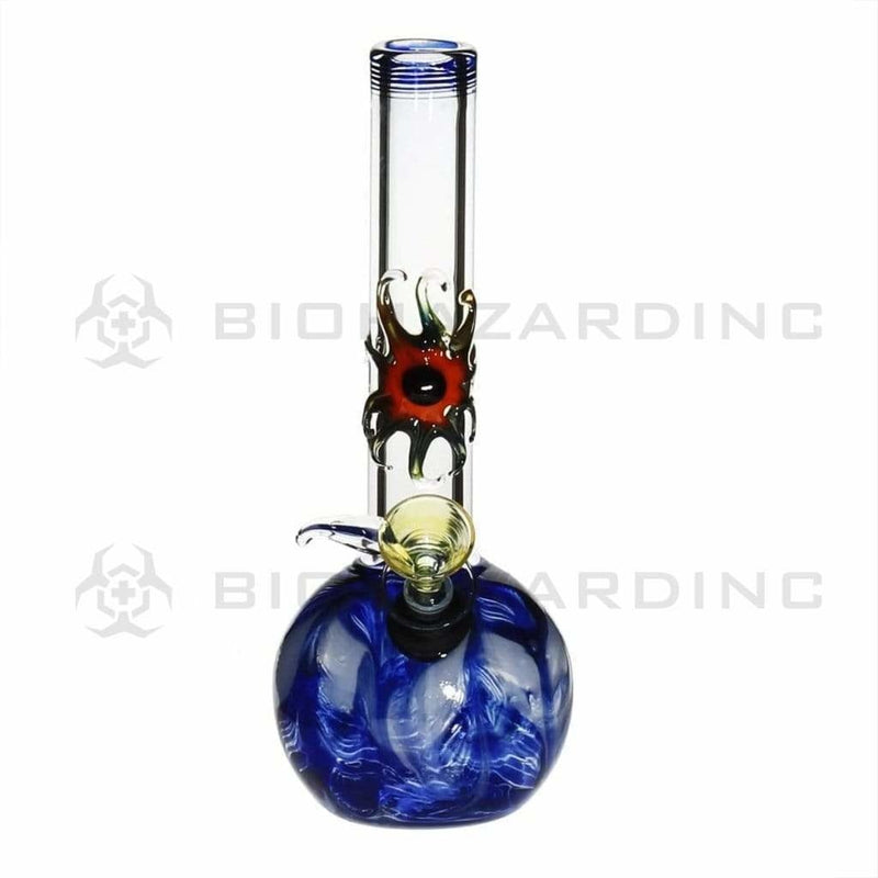 Biohazard Inc Glass Bong 7" Design Water Pipe w/ Slide - Blue Rake