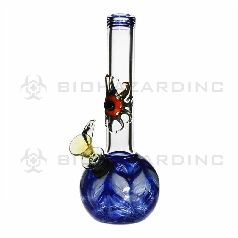 Biohazard Inc Glass Bong 7" Design Water Pipe w/ Slide - Blue Rake