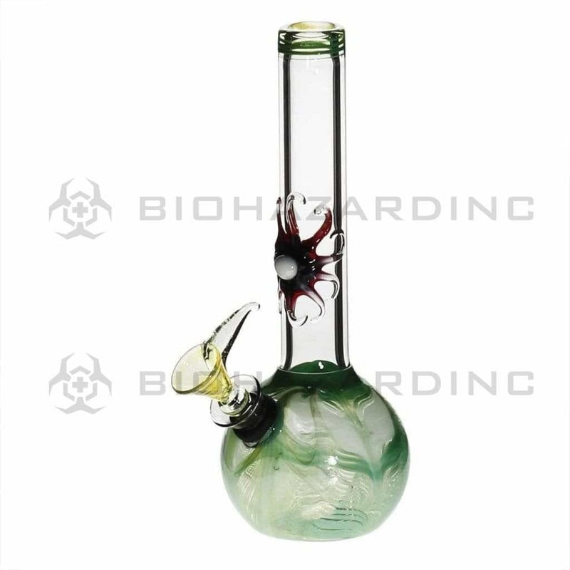 Biohazard Inc Glass Bong 7" Design Water Pipe w/ Slide - Green Rake