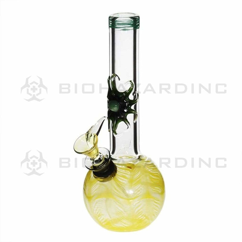 Biohazard Inc Glass Bong 7" Design Water Pipe w/ Slide - Yellow Rake