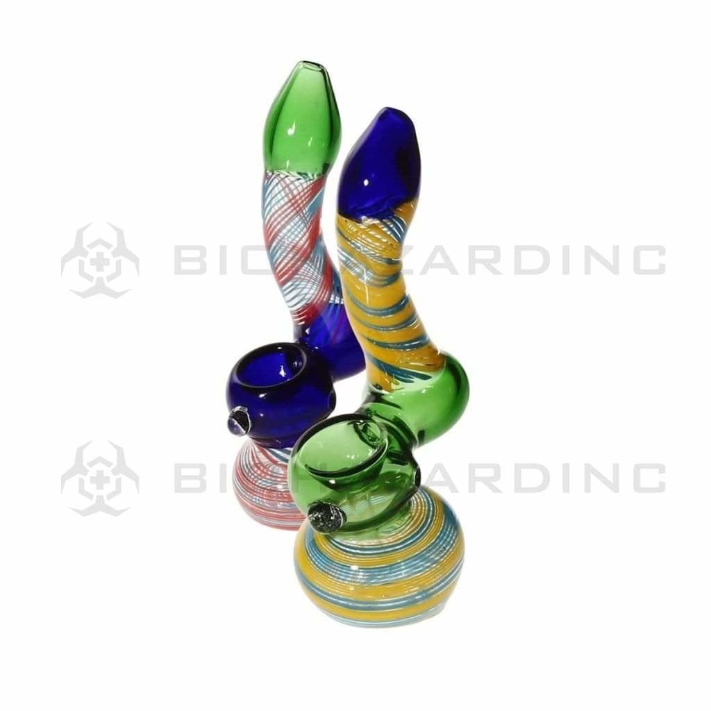 Biohazard Inc Sherlock Hand Pipe 7" Diffused Standing Sherlock - Assorted Color Spiral