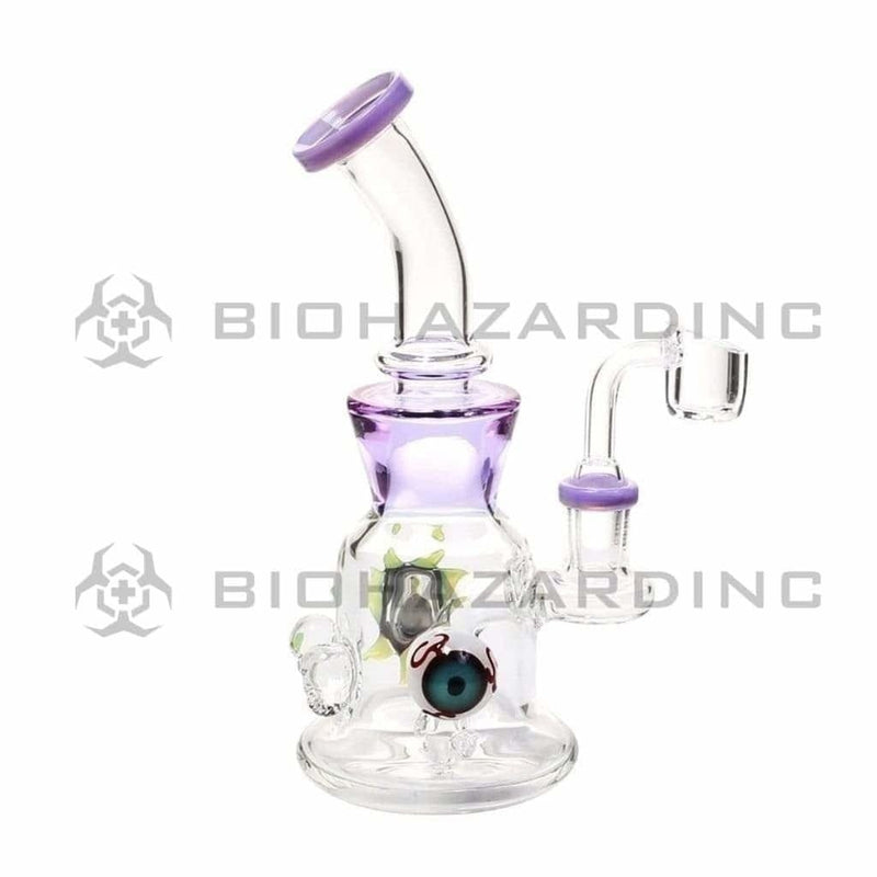 Biohazard Inc Glass Dab Rig 7" Eyes/Skulls Banger Hanger w/ Banger - Wisteria