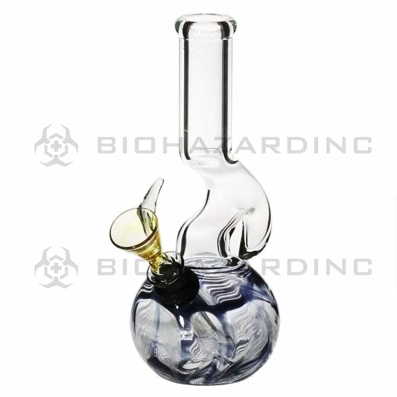 Biohazard Inc Glass Bong 7" Hook Water Pipe w/ Slide - Black Rake