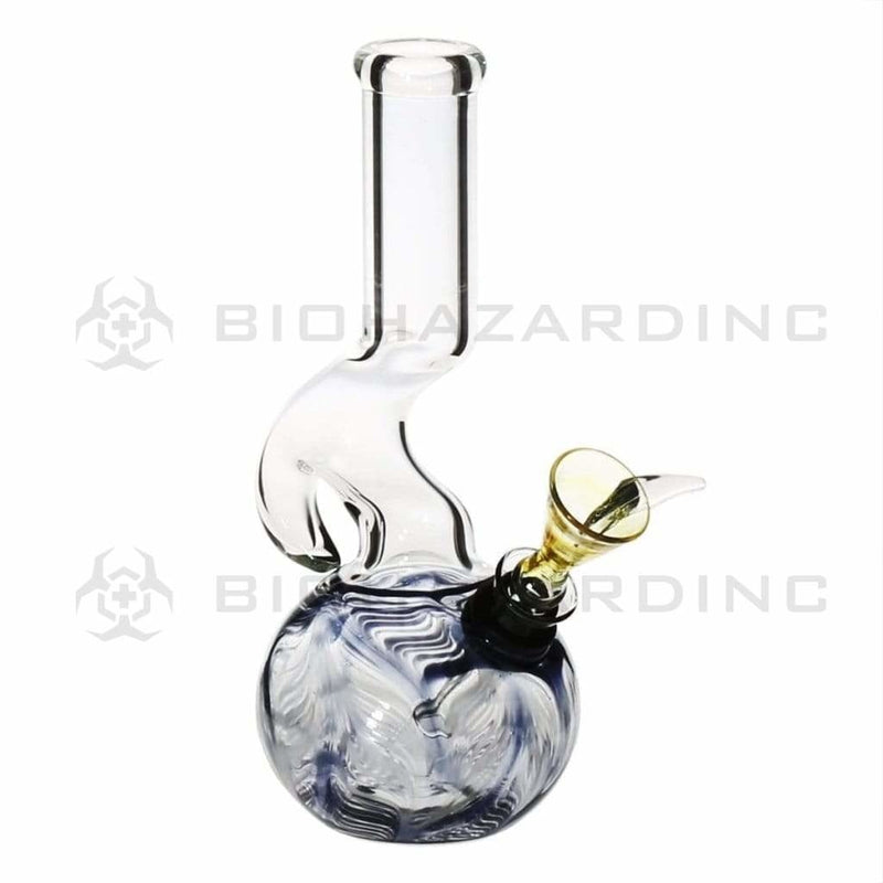 Biohazard Inc Glass Bong 7" Hook Water Pipe w/ Slide - Black Rake