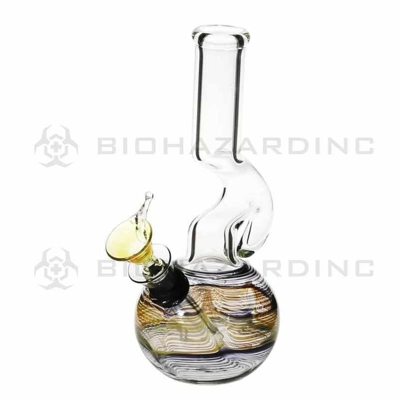 Biohazard Inc Glass Bong 7" Hook Water Pipe w/ Slide - Blue Rake