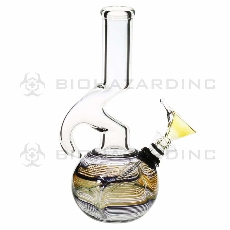 Biohazard Inc Glass Bong 7" Hook Water Pipe w/ Slide - Blue Rake