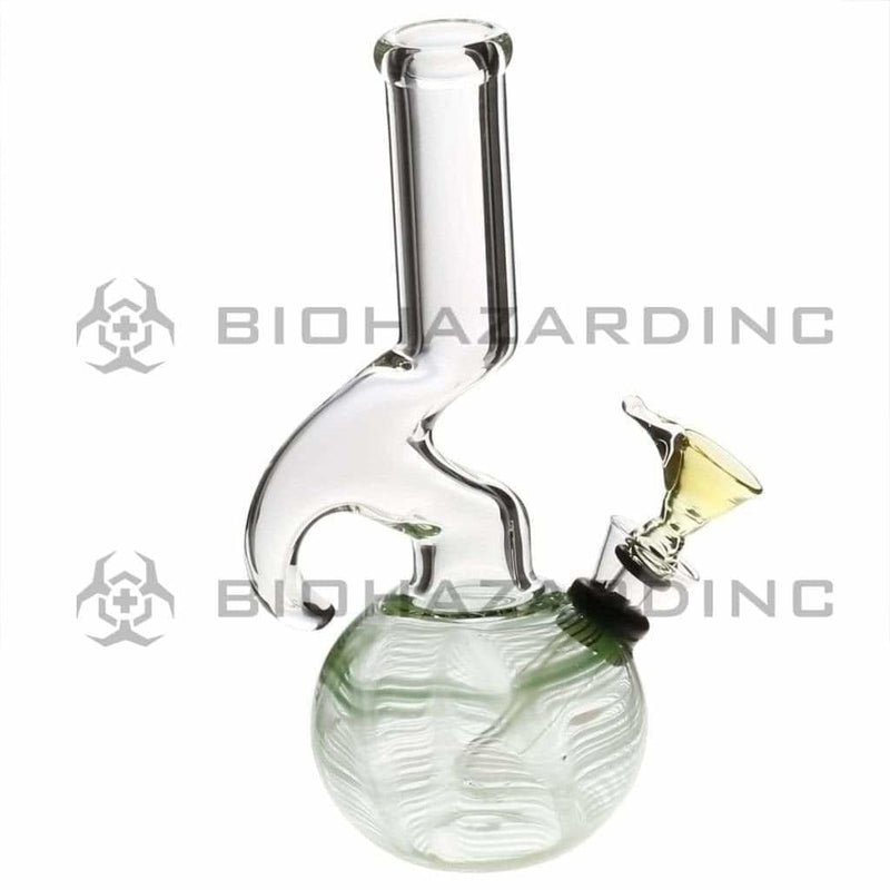 Biohazard Inc Glass Bong 7" Hook Water Pipe w/ Slide - Green Rake