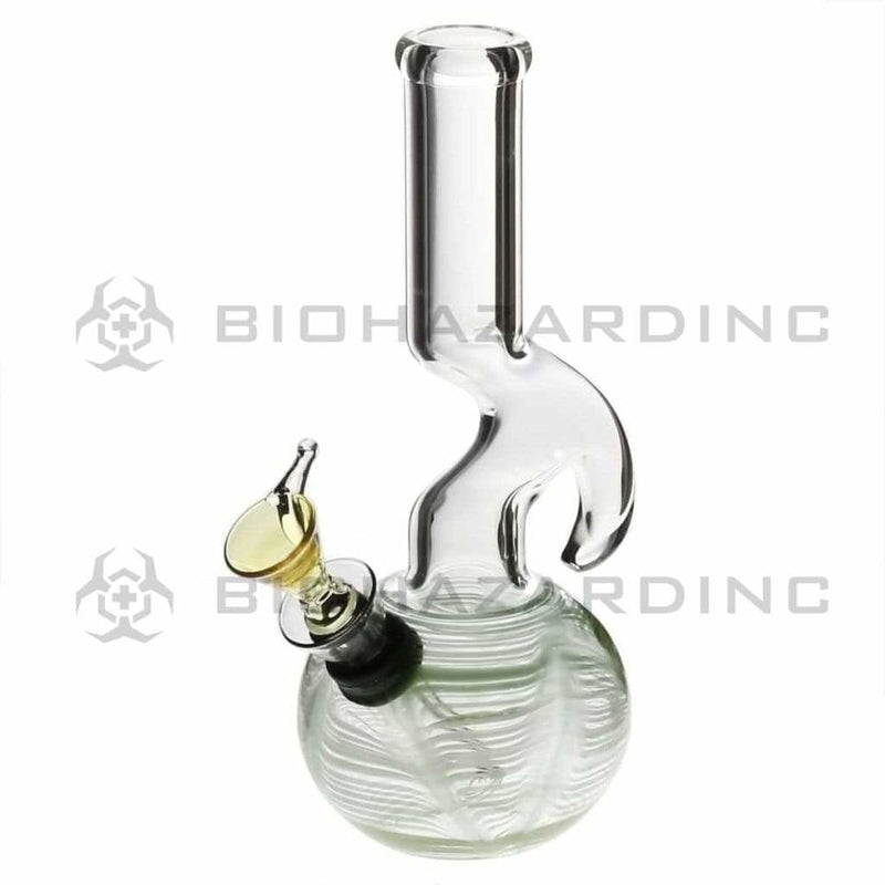 Biohazard Inc Glass Bong 7" Hook Water Pipe w/ Slide - Green Rake