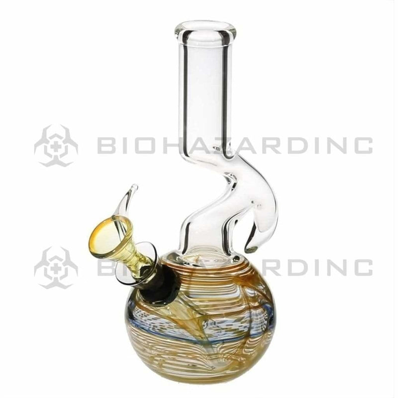 Biohazard Inc Glass Bong 7" Hook Water Pipe w/ Slide - Yellow Rake