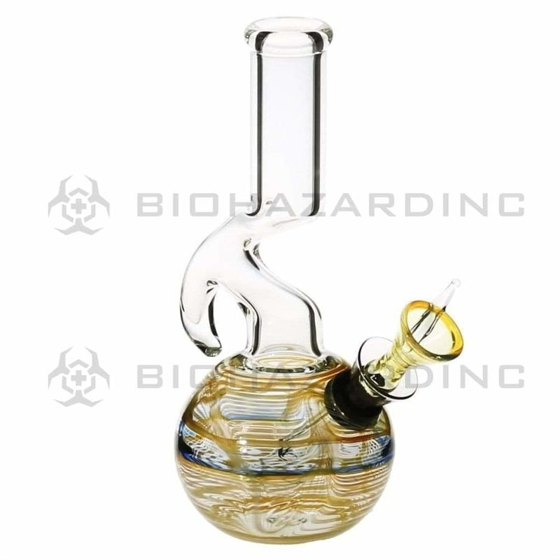 Biohazard Inc Glass Bong 7" Hook Water Pipe w/ Slide - Yellow Rake