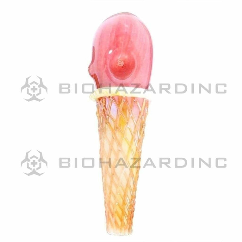 Biohazard Inc Novelty Hand Pipe 7" Strawberry Ice Cream Marble Hand Pipe