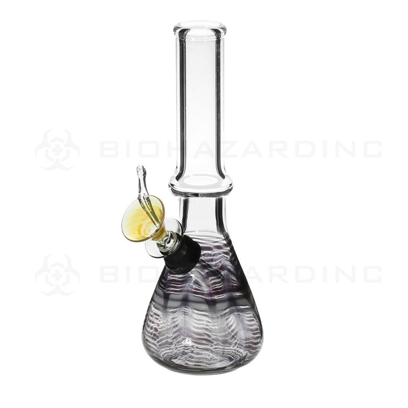 7 Wrap & Rake Waterpipe Beaker W/ Slider Bowl - Black Glass Bong