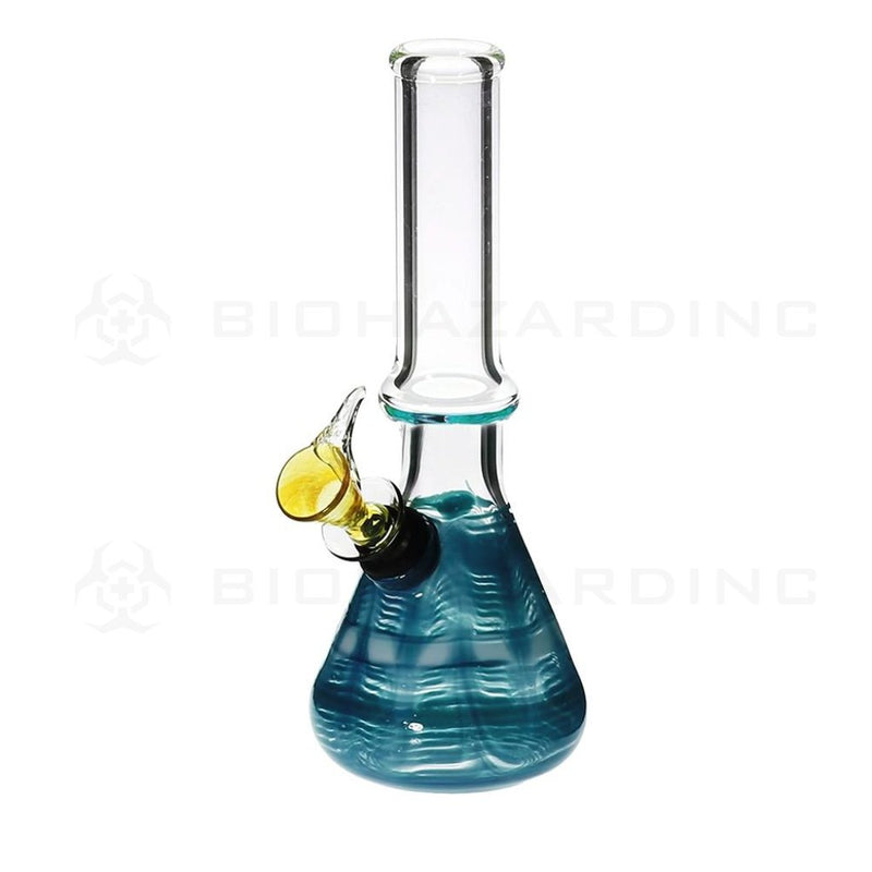 7 Wrap & Rake Waterpipe Beaker W/ Slider Bowl - Blue Glass Bong