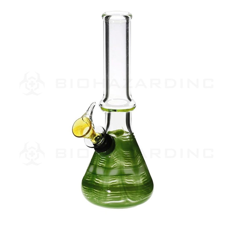 7 Wrap & Rake Waterpipe Beaker W/ Slider Bowl - Green Glass Bong