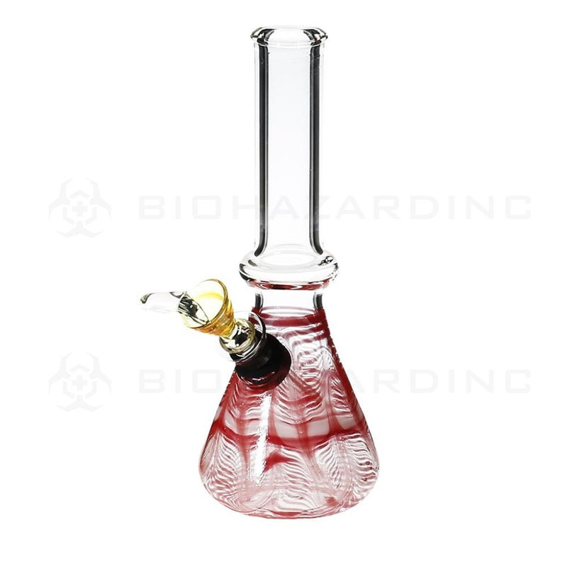 7 Wrap & Rake Waterpipe Beaker W/ Slider Bowl - Red Glass Bong