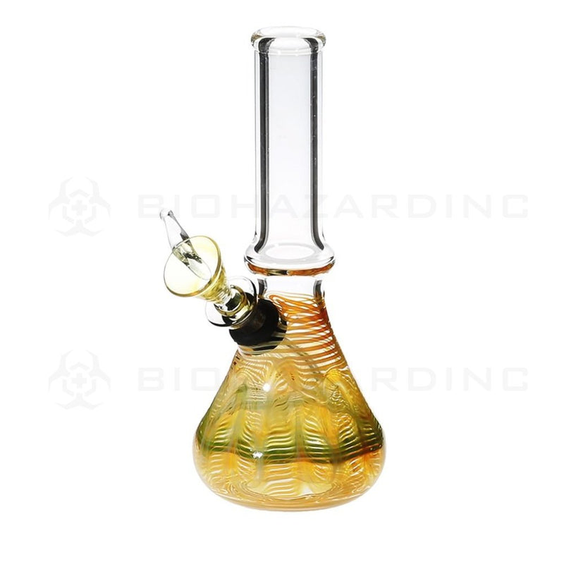 7 Wrap & Rake Waterpipe Beaker W/ Slider Bowl - Yellow Glass Bong