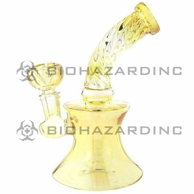 Biohazard Inc Glass Bong 7" Yellow Twist Beaker 14mm Female joint Bowl + Banger