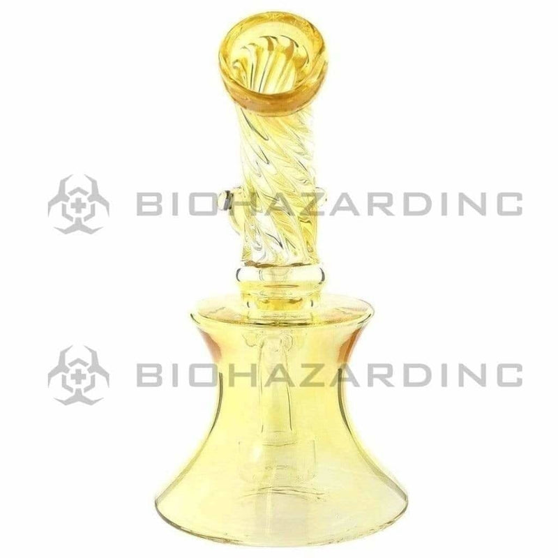 Biohazard Inc Glass Bong 7" Yellow Twist Beaker 14mm Female joint Bowl + Banger