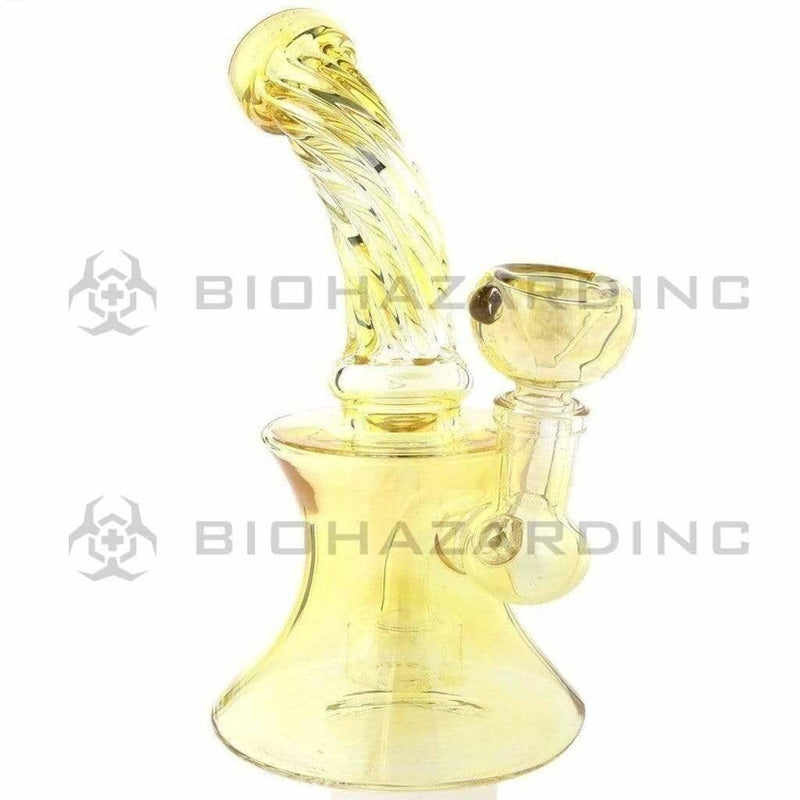 Biohazard Inc Glass Bong 7" Yellow Twist Beaker 14mm Female joint Bowl + Banger