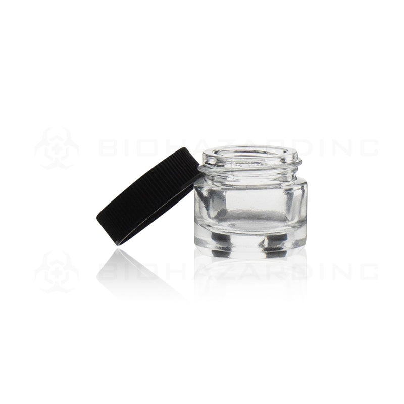 5mL Clear Round Glass Concentrate Jars | Black Ribbed Screw Caps Included | 250 Count