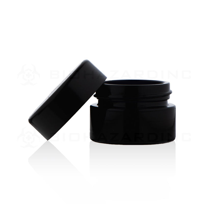 10mL Opaque Black Round UV Glass Concentrate Jars | Black Child Resistant Caps Included | 72 Count