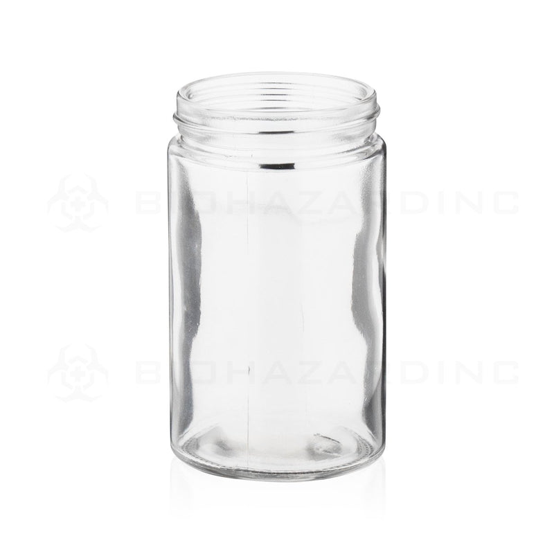 10 oz Clear Glass Jars | Matte Ribbed Black Caps Included | 36 Count