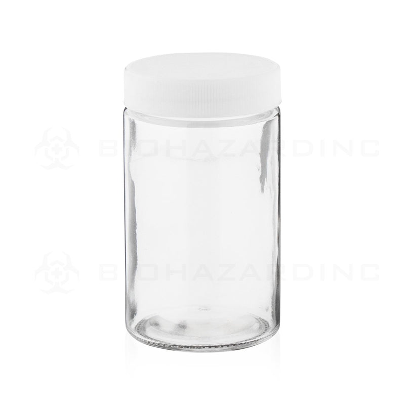 10 oz Clear Glass Jars | Matte Ribbed White Caps Included | 36 Count