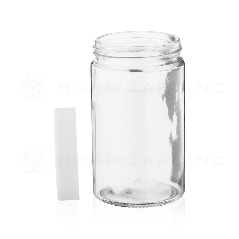 10 oz Clear Glass Jars | Matte Ribbed White Caps Included | 36 Count