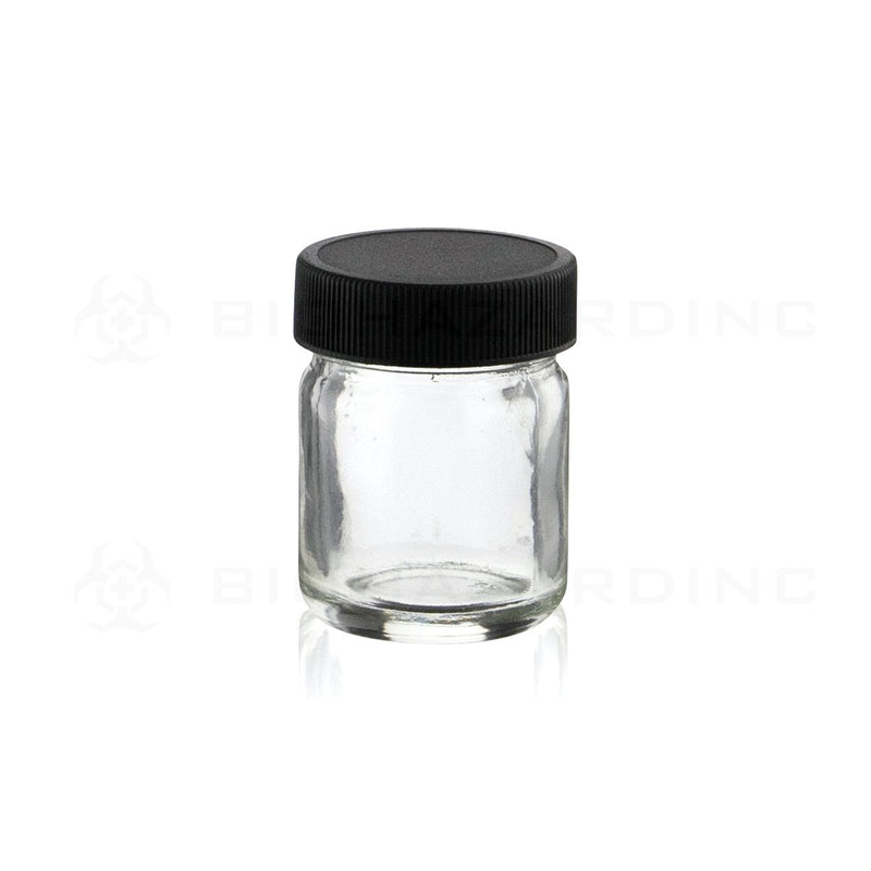 1 oz Clear Glass Jars | Matte Ribbed Black Caps Included | 252 Count