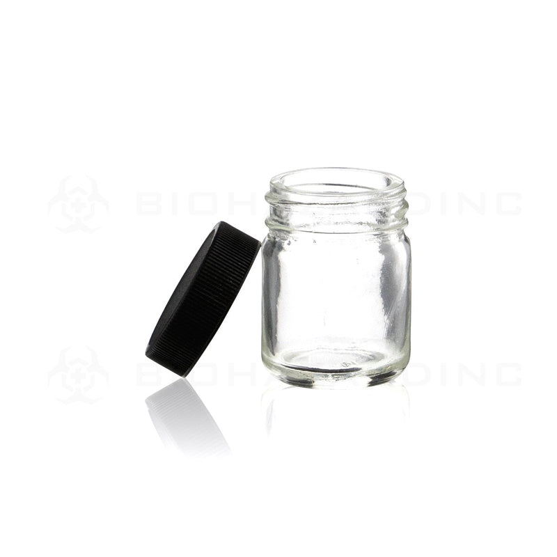 1 oz Clear Glass Jars | Matte Ribbed Black Caps Included | 252 Count