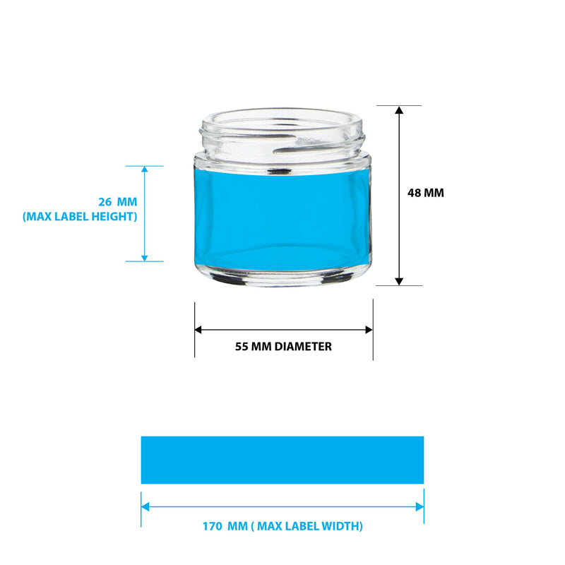 2oz Straight Sided Clear Glass Jars | 53mm - 24 Count