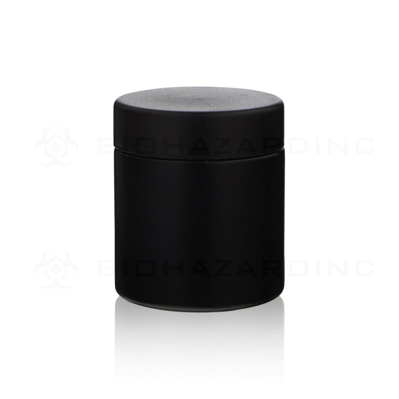 Child Resistant | Straight Sided Glass Jars w/ Flush Caps - Matte Black | 50mm - Various Sizes