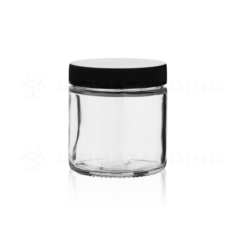 3 oz Clear Glass Jars | Gloss Ribbed Black Caps Included | 150 Count