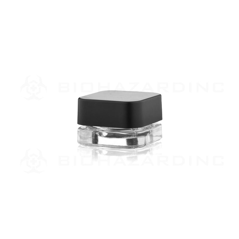 5mL Clear Square Glass Concentrate Jars | Black Child Resistant Caps Included | 250 Count