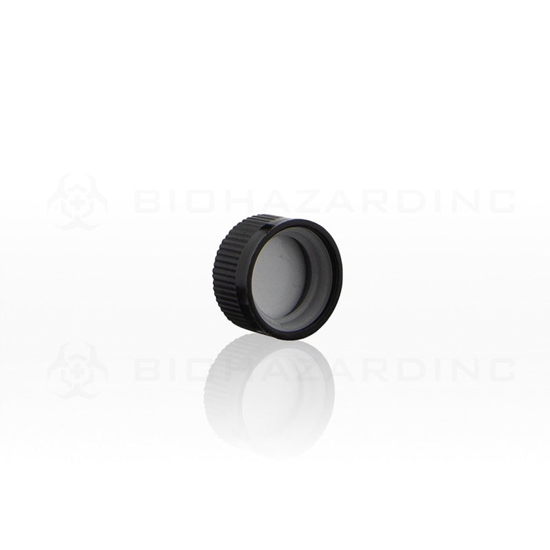 Black Embossed Plastic Caps | 20mm | Child Resistant