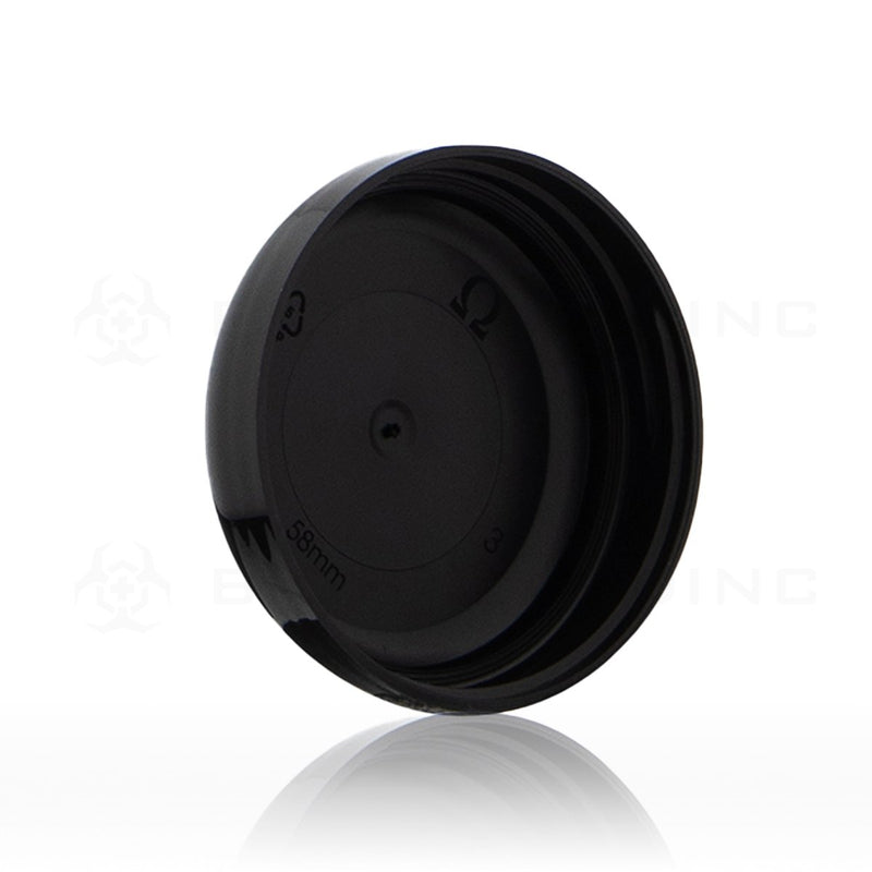 Black Gloss Unlined Plastic Half Dome Cap | 58mm