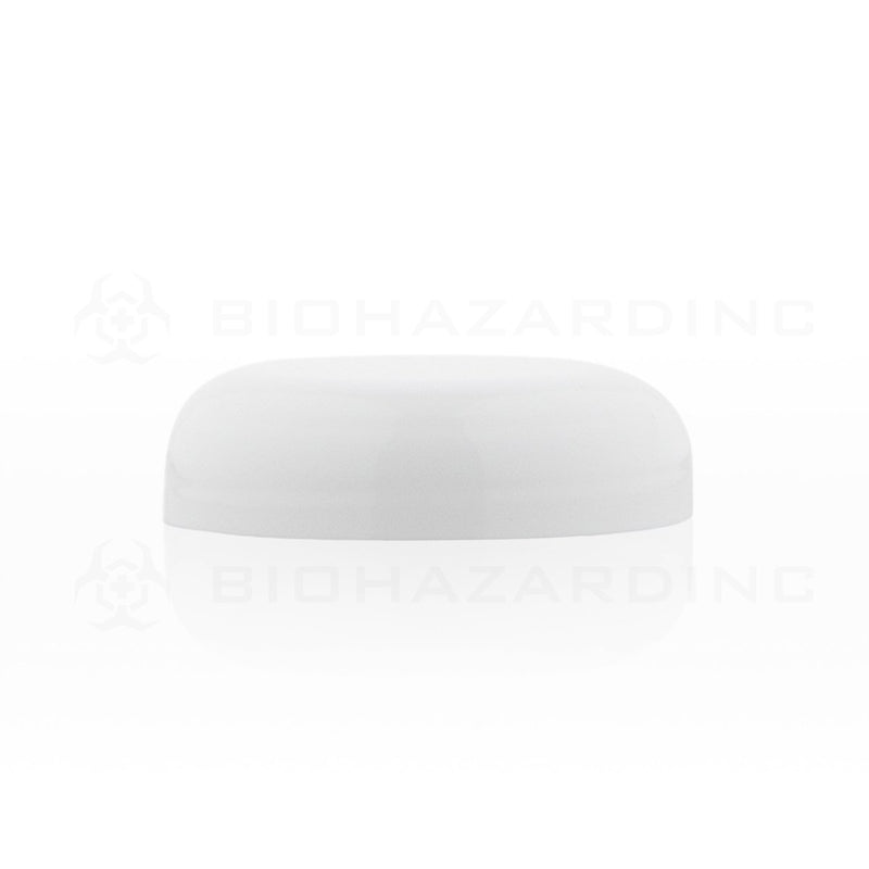 White Gloss Unlined Plastic Half Dome Cap | 58mm