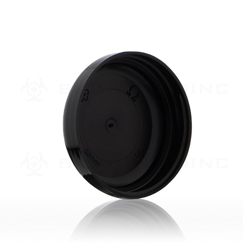 Black Gloss Unlined Plastic Half Dome Cap | 53mm