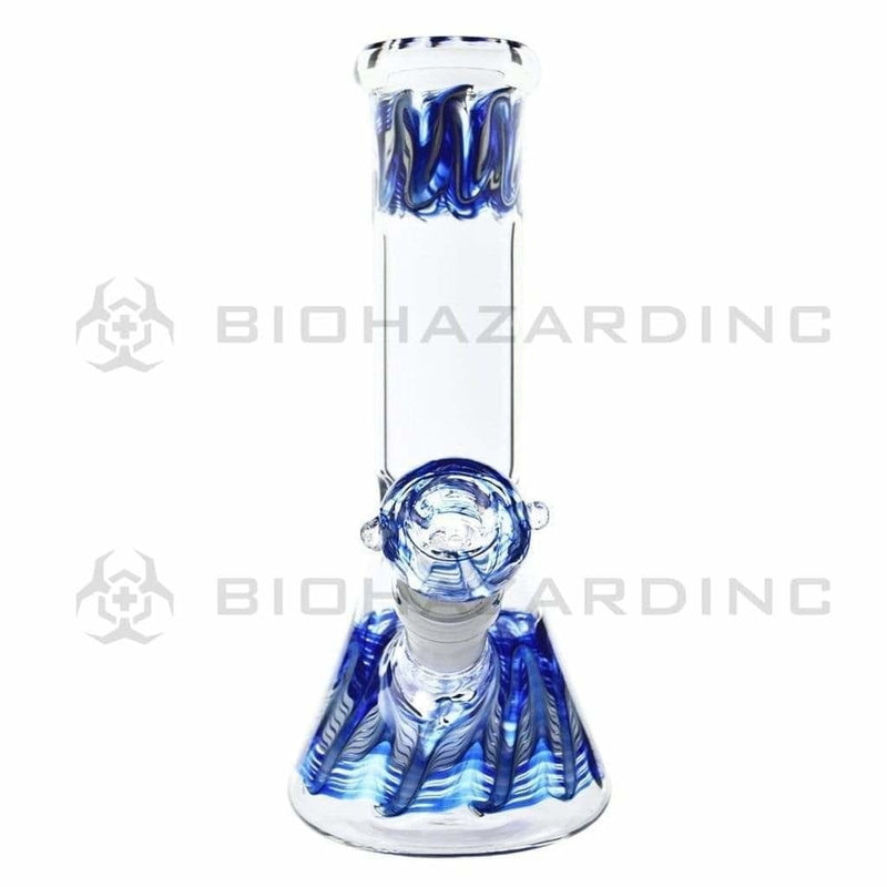 Biohazard Inc Glass Bong 8" Beaker - Blue Wrap & Rake