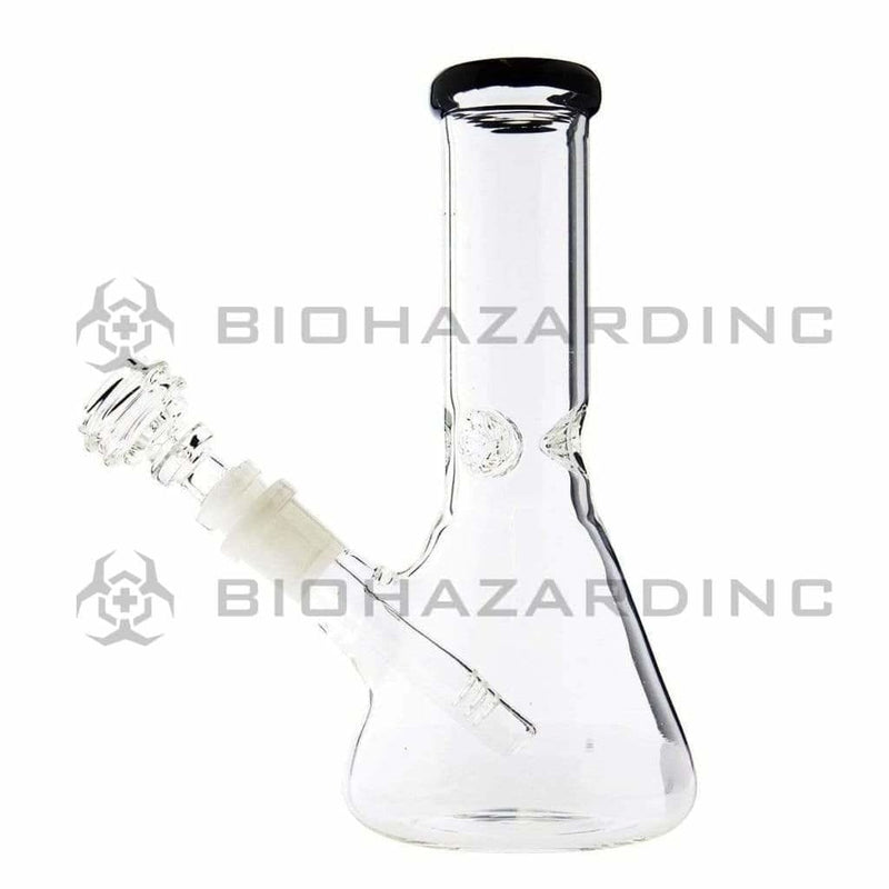 Biohazard Inc Glass Bong 8" Beaker Bong w/ Ice Pinch - Black Trim