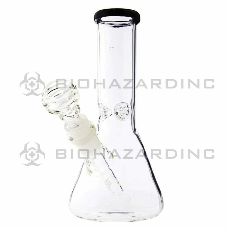 Biohazard Inc Glass Bong 8" Beaker Bong w/ Ice Pinch - Black Trim