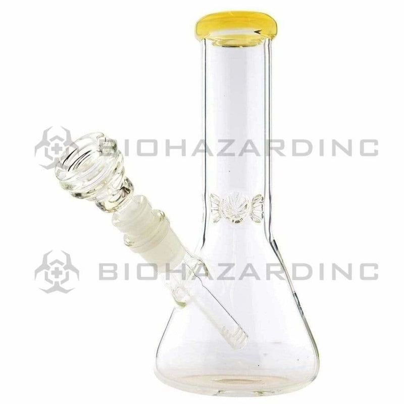 Biohazard Inc Glass Bong 8" Beaker Bong w/ Ice Pinch - Caramel Trim