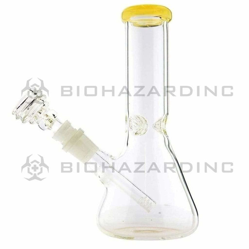 Biohazard Inc Glass Bong 8" Beaker Bong w/ Ice Pinch - Caramel Trim